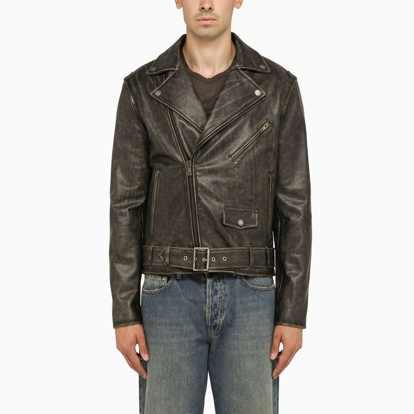 Golden Goose Deluxe Brand Black Biker Leather Jacket | Balardi